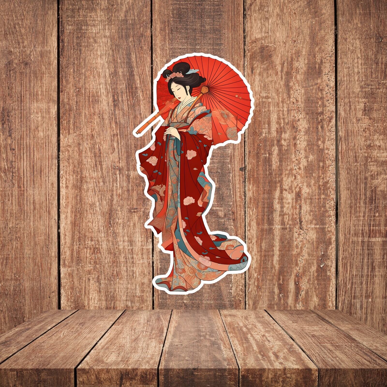Geisha Sticker Japan Edo Period Art Japanese Women Vinyl Decal Car Laptop Phone