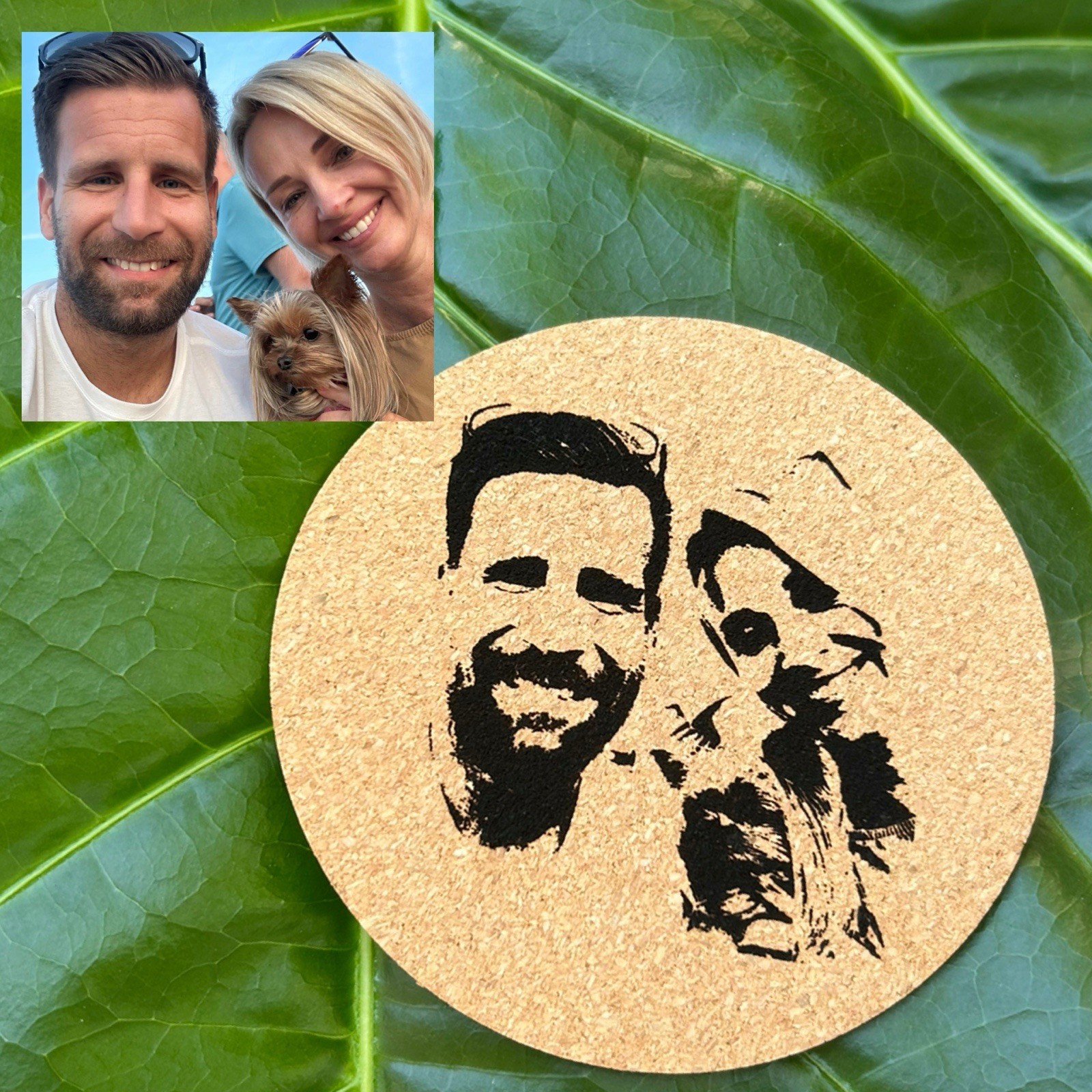 Tin Cork Coasters Sticker Pictures Photos Engraved Personalized Custom