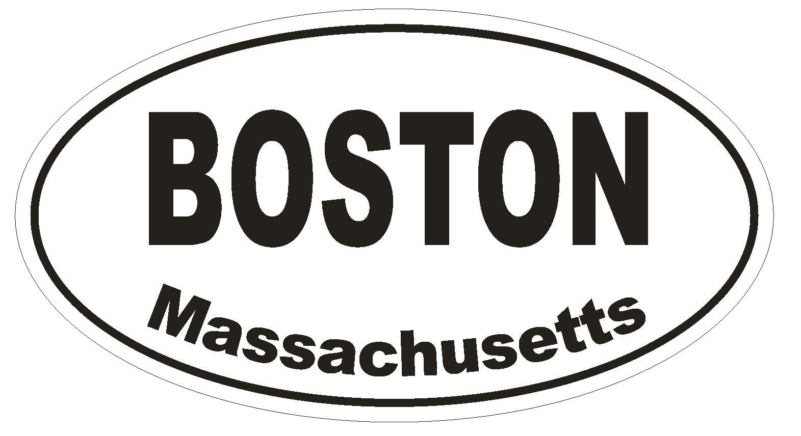 Boston Massachusetts Oval Bumper Sticker or Helmet Sticker D1376 Euro Oval