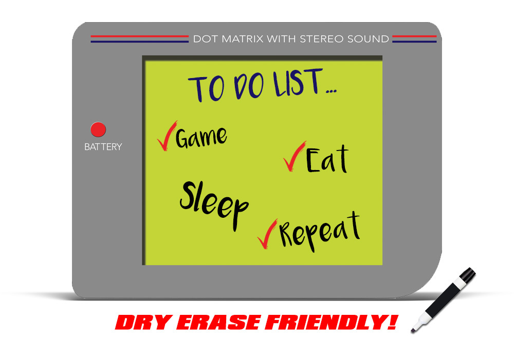 Dry Erase Dorm Room Door Gamer Decals Man Cave Retro Vintage Stickers GAME BOY