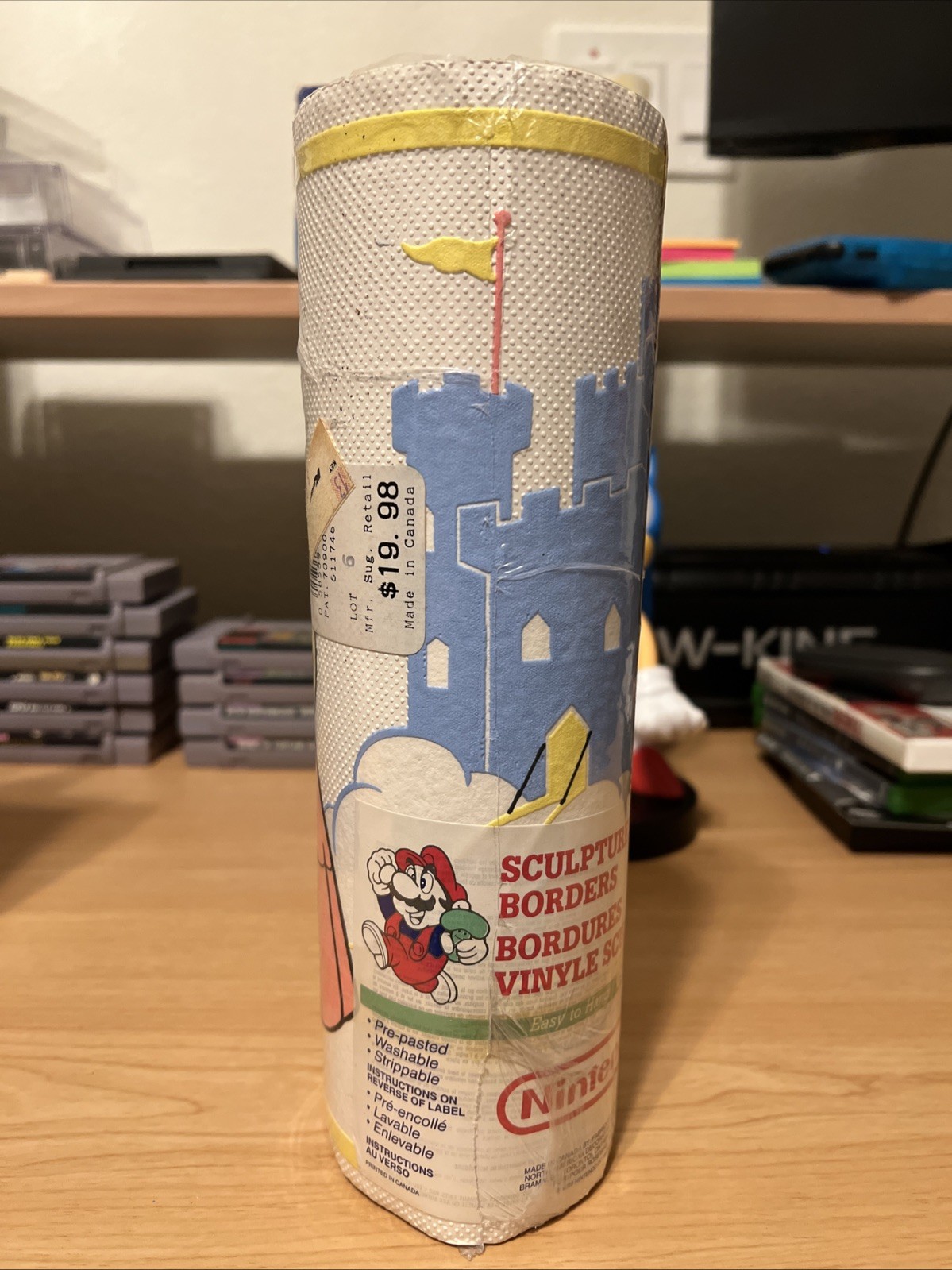 Nintendo Super Mario Vinyl Walltrim (1989) *Peach* New In Original Box 5 Yards