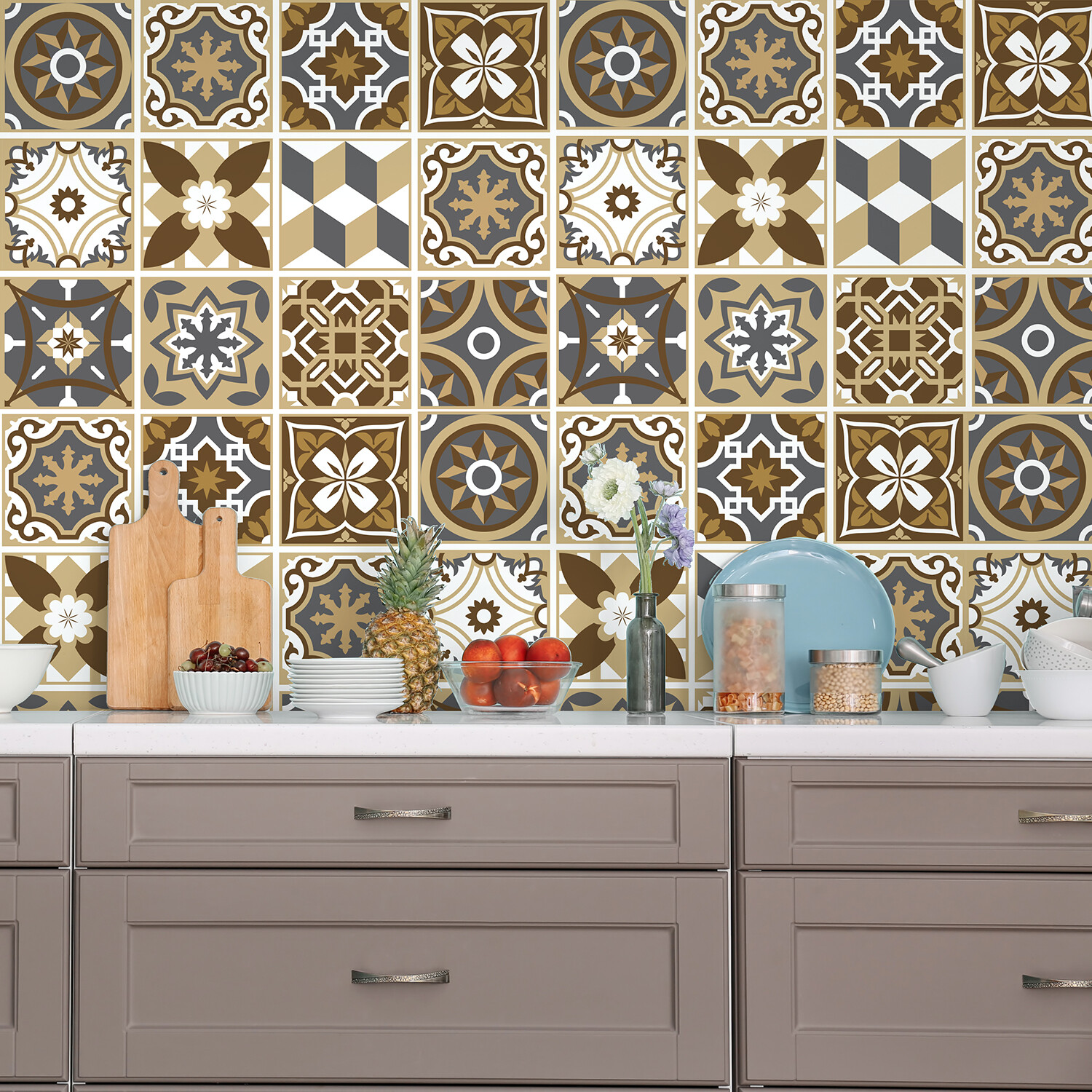 24pcs 6"x6" Dark Bronze Peel and Stick Tiles Sticker Backsplash Mosaic Decals