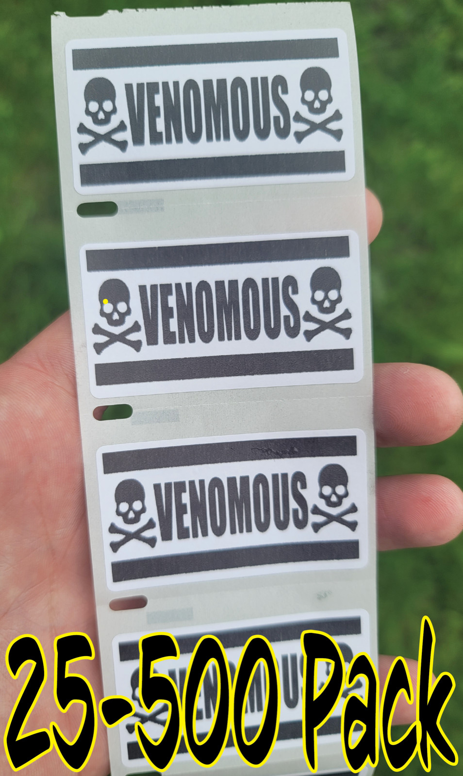 VENOMOUS WARNING STICKERS 25-500 Pack bulk Label decal gag joke sticker animal