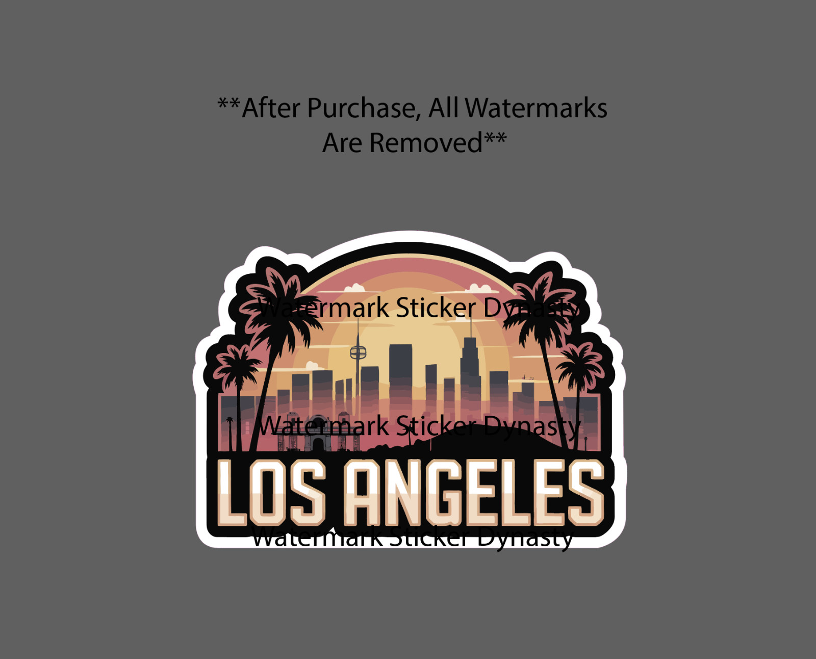 Los Angeles Sticker Waterproof Decal Cali California Palm Tree Skyline Gift NEW