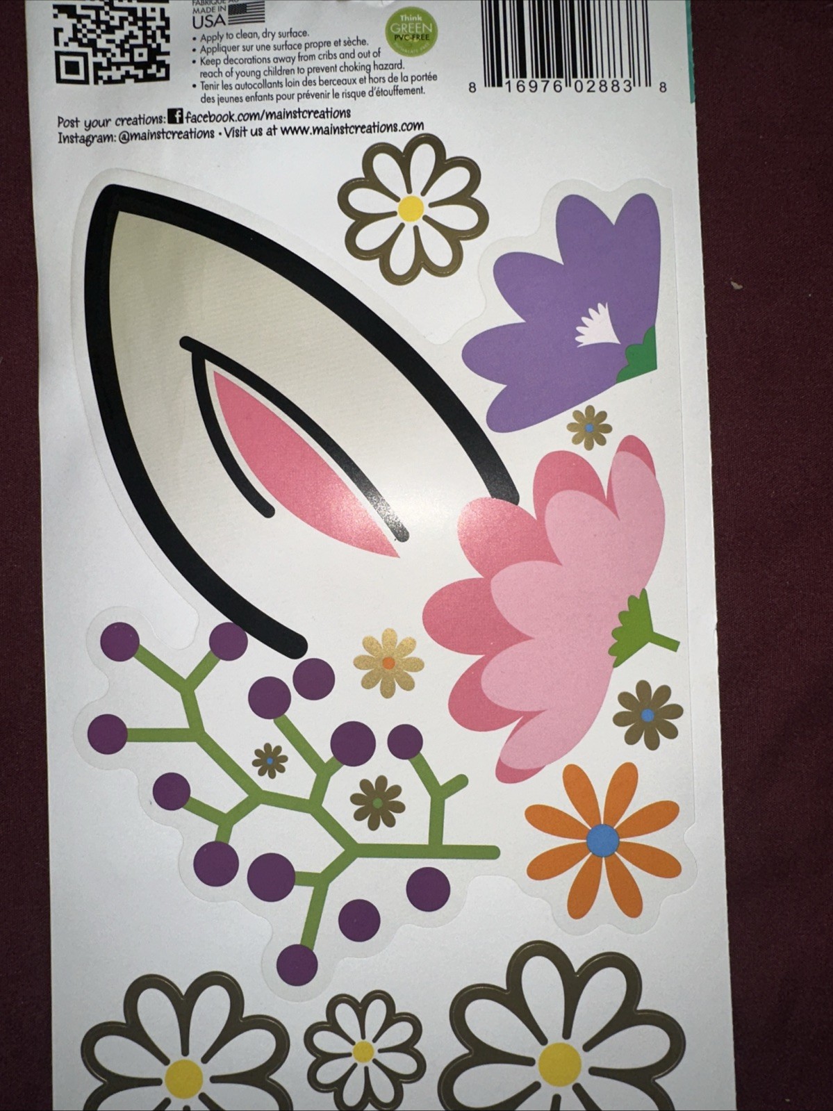 FLORAL FAIRYTALE UNICORN FACE wall stickers 19 decals magical horse horn flowers