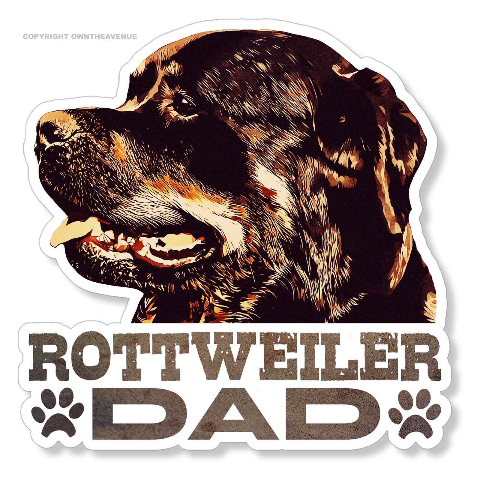 Rottweiler Dad Dog Puppy Funny Joke Humor Vinyl Sticker Decal 3.75" Inches