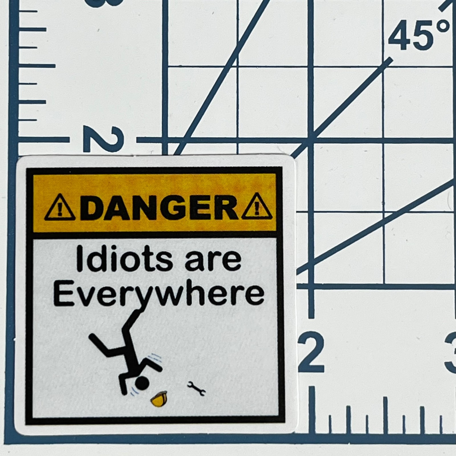 Danger Idiots Everywhere Vinyl Sticker Funny Hard Hat Decal Toolbox Novelty