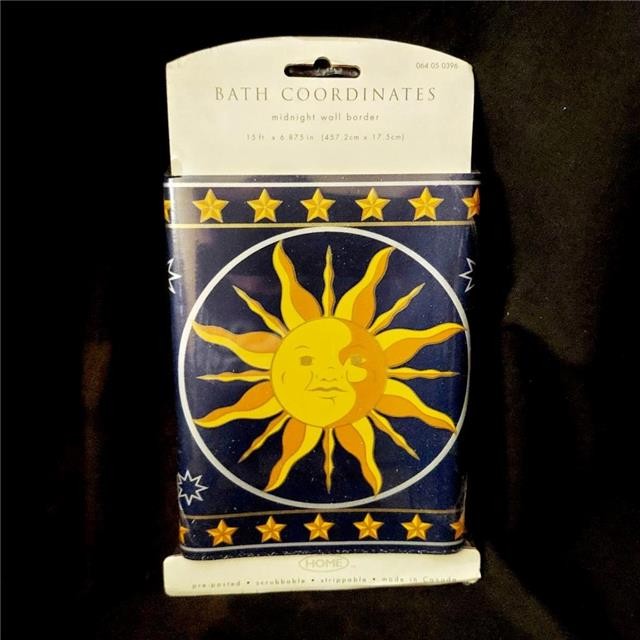 NEW BATH COORDINATES CELESTIAL MOON & STARS MIDNIGHT WALL BOARDER HOME DECO