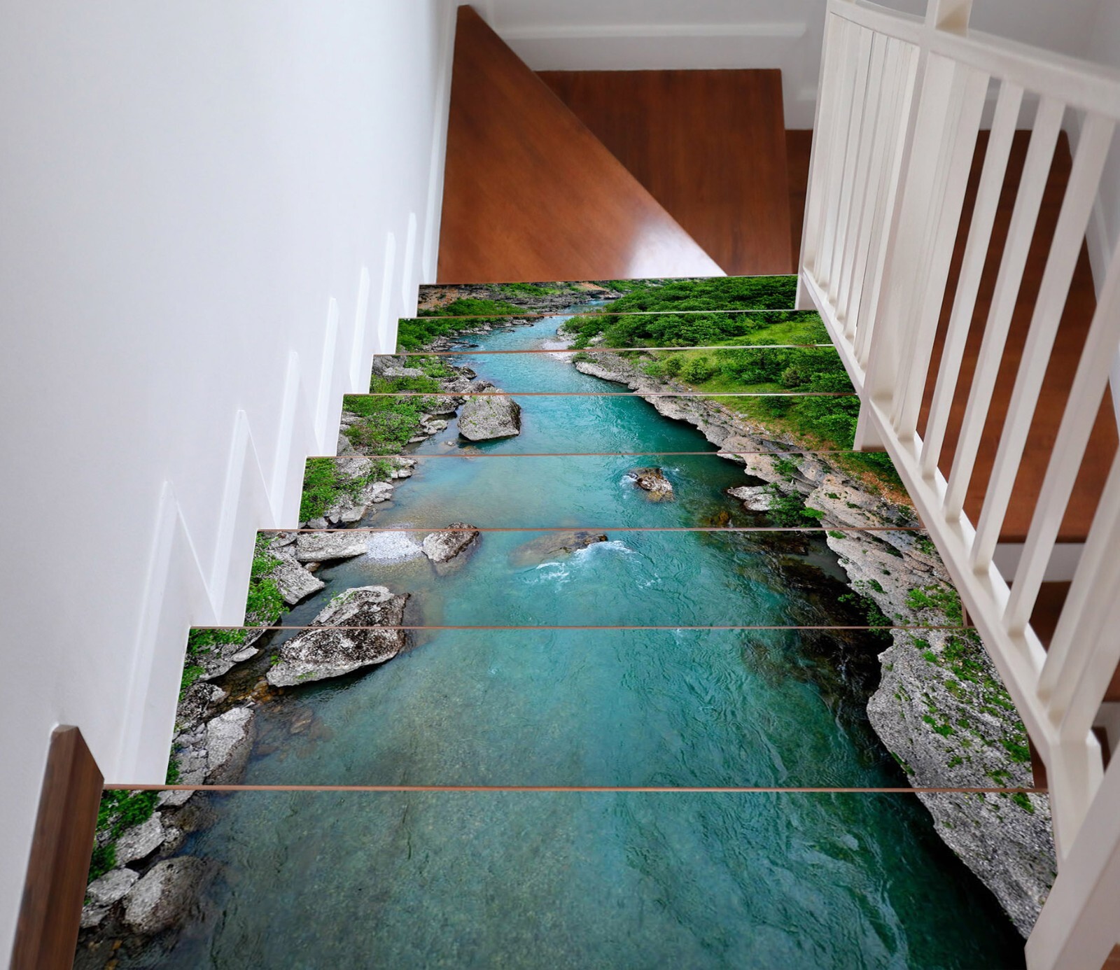 3D Long River W030 Stairs Risers Decoration Photo Mural Vinyl Wallpaper Vera