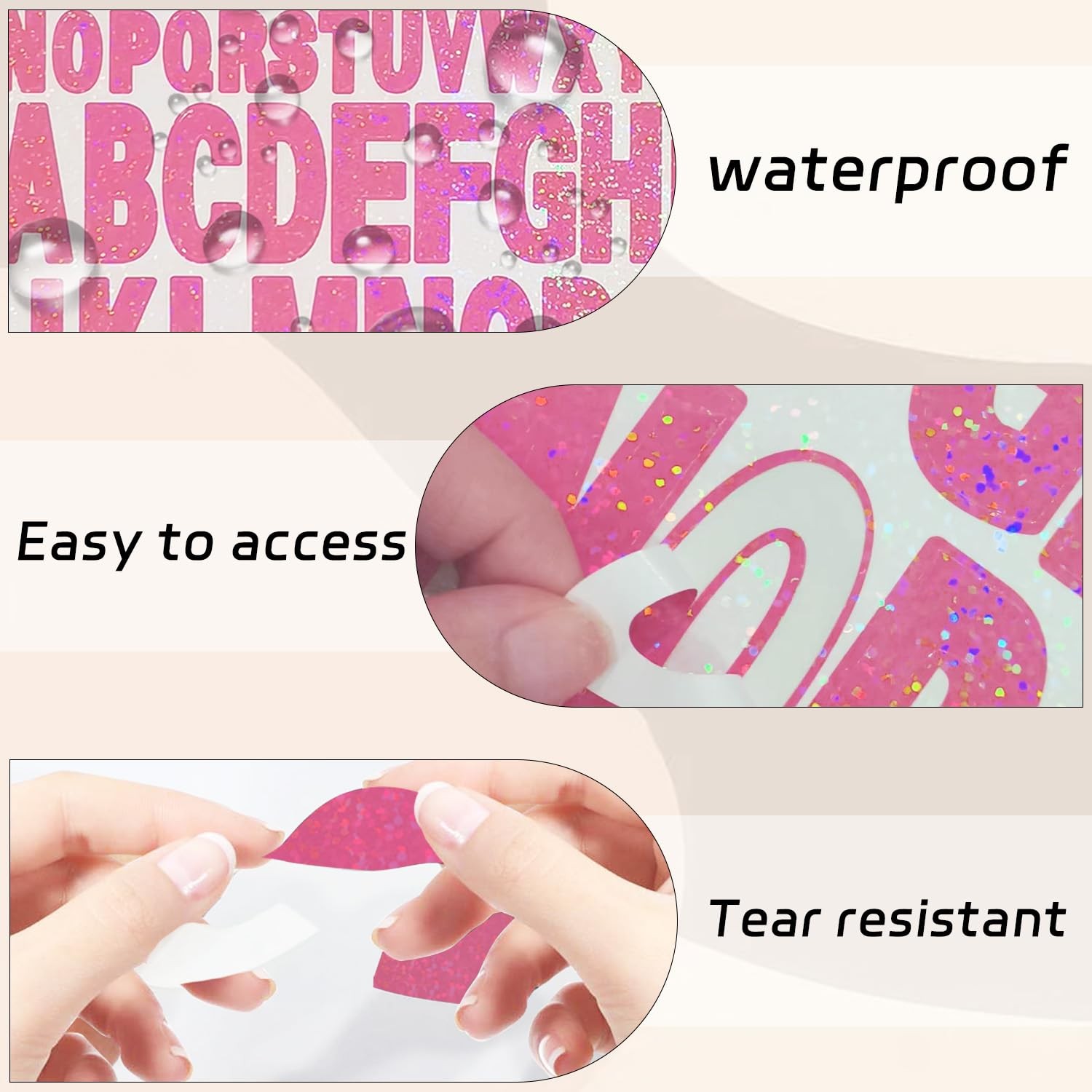 Starboling Letter Stickers,2 Inch+1 Inch Pink Alphabet 1+2inch, 1+2inch
