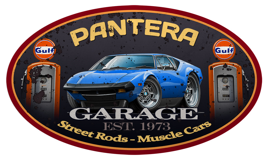 1973-76 DeTomaso Pantera Exotic Car Garage Sign Wall Art Graphic Sticker