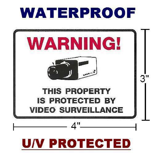 HOME SECURITY VIDEO SURVEILLANCE CAMERA WARNING STICKERS SIGNS 4 LOT 99 EA