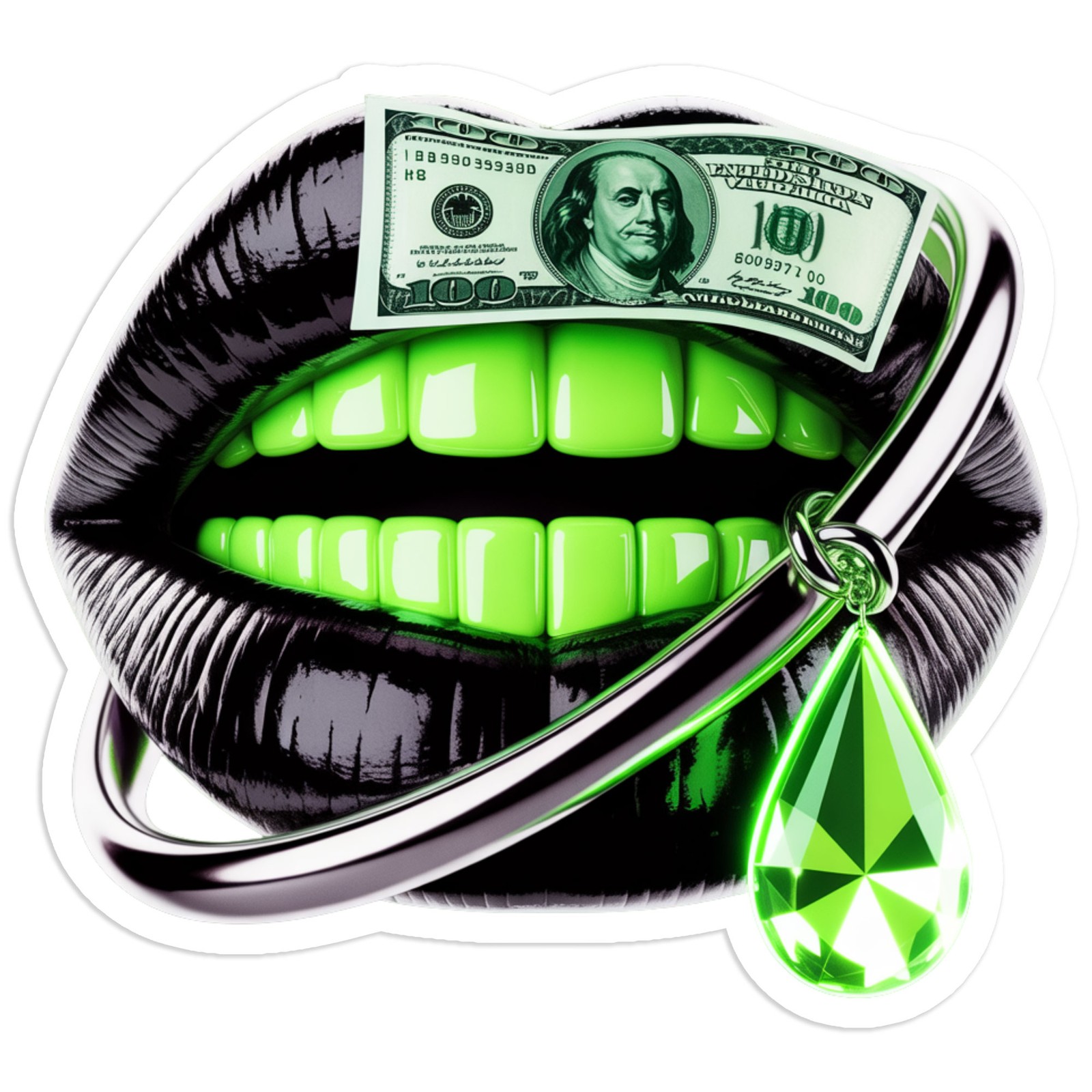 Black Lips with Grills – Vinyl Decal Sticker – Car Window Laptop – #1637
