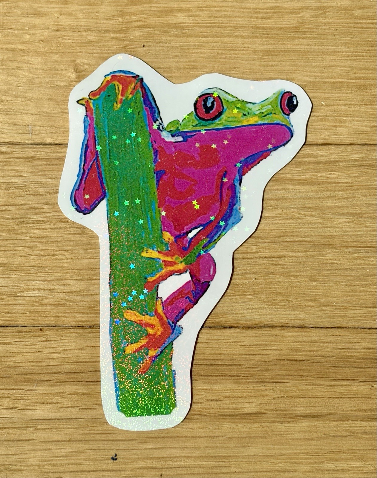 Tree Frog Waterproof Sticker: Aesthetic Frog Art Vinyl Decal