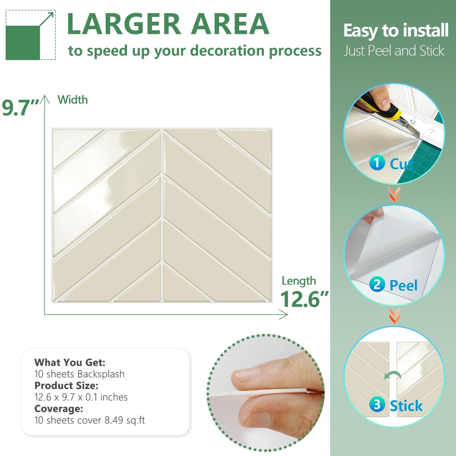 Azulejos Adhesivos De Espiga Gris Y Beige Para Cocina Pack De 10 De Lujo
