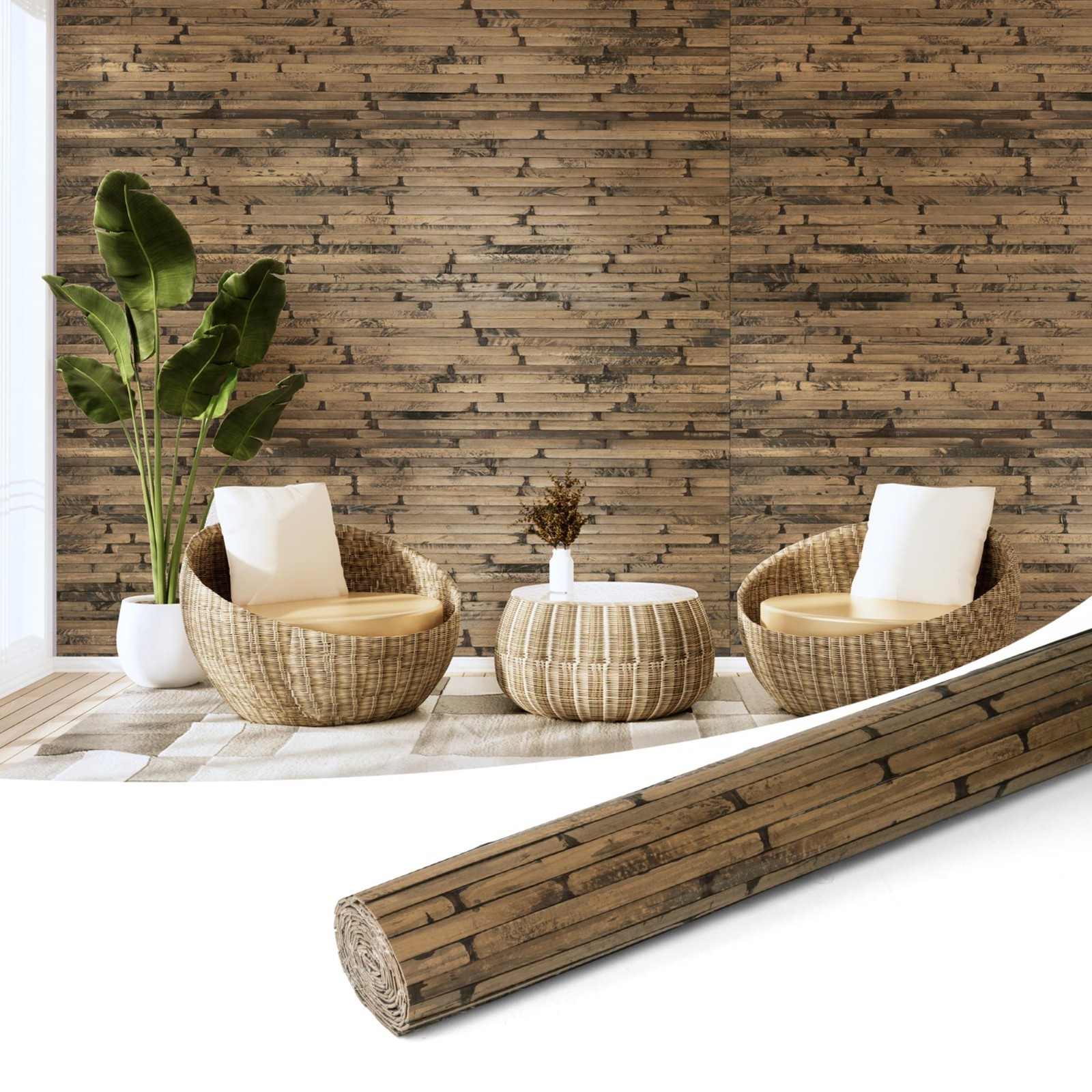 96x48in Natural Bamboo Wall Stickers, Cabinet Door Stickers, DIY