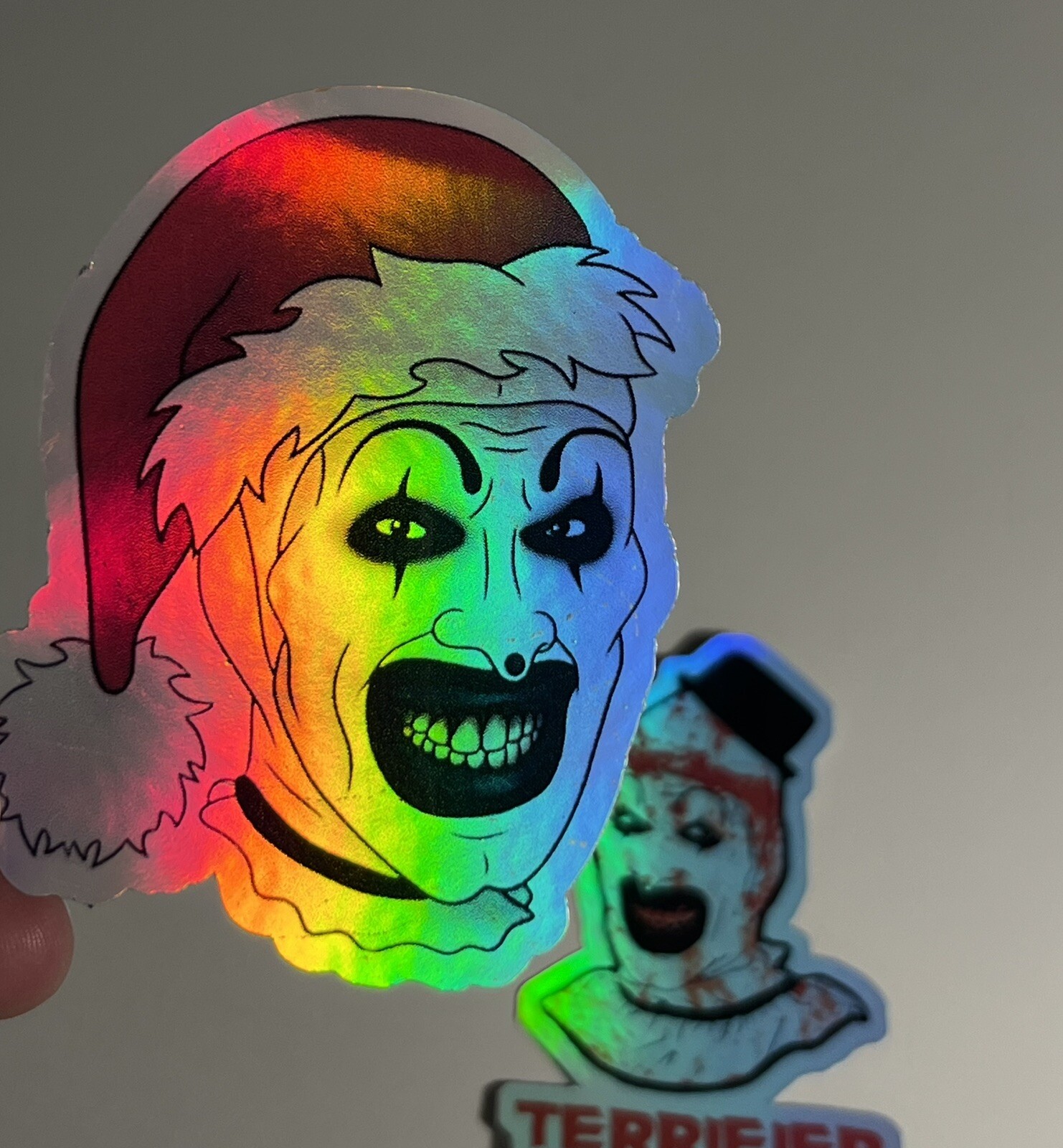 Terrifier Art the Clown 2 Pack Holographic ￼Waterproof Sticker