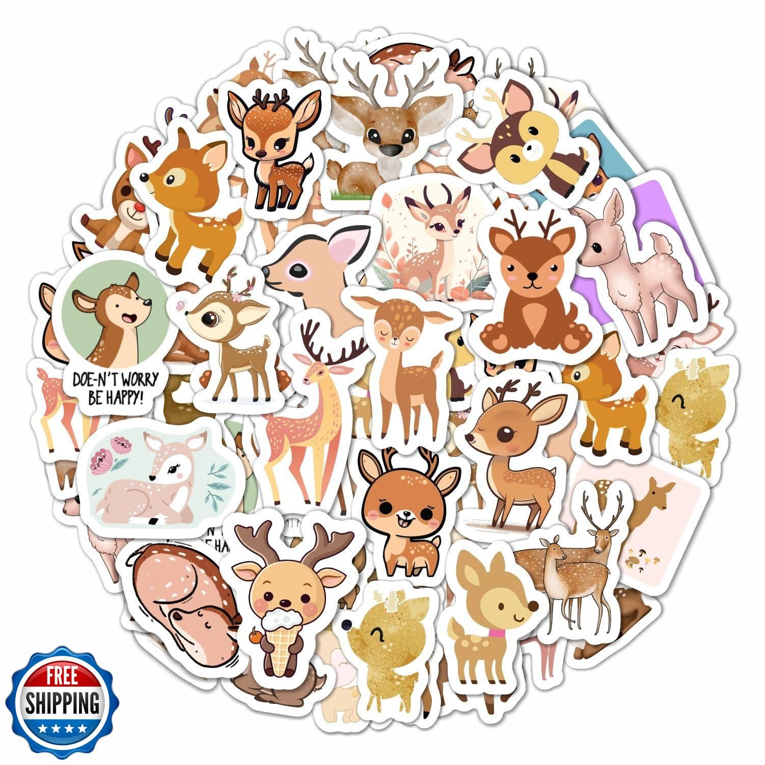 BulbaCraft 100Pcs Deer Stickers and Decals – Woodland, Gold, Whitetail, White