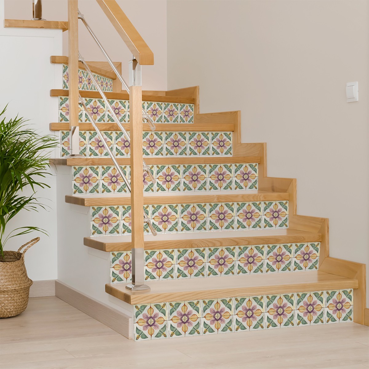 Peel Snd Stick Tile Stickers 24 Unit Pack Retro Floral