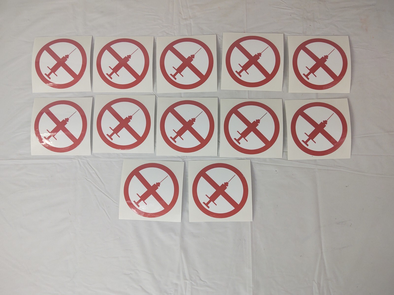 No Syringe Needles Round Trash Can Receptacle Stickers 12 Individual Stickers