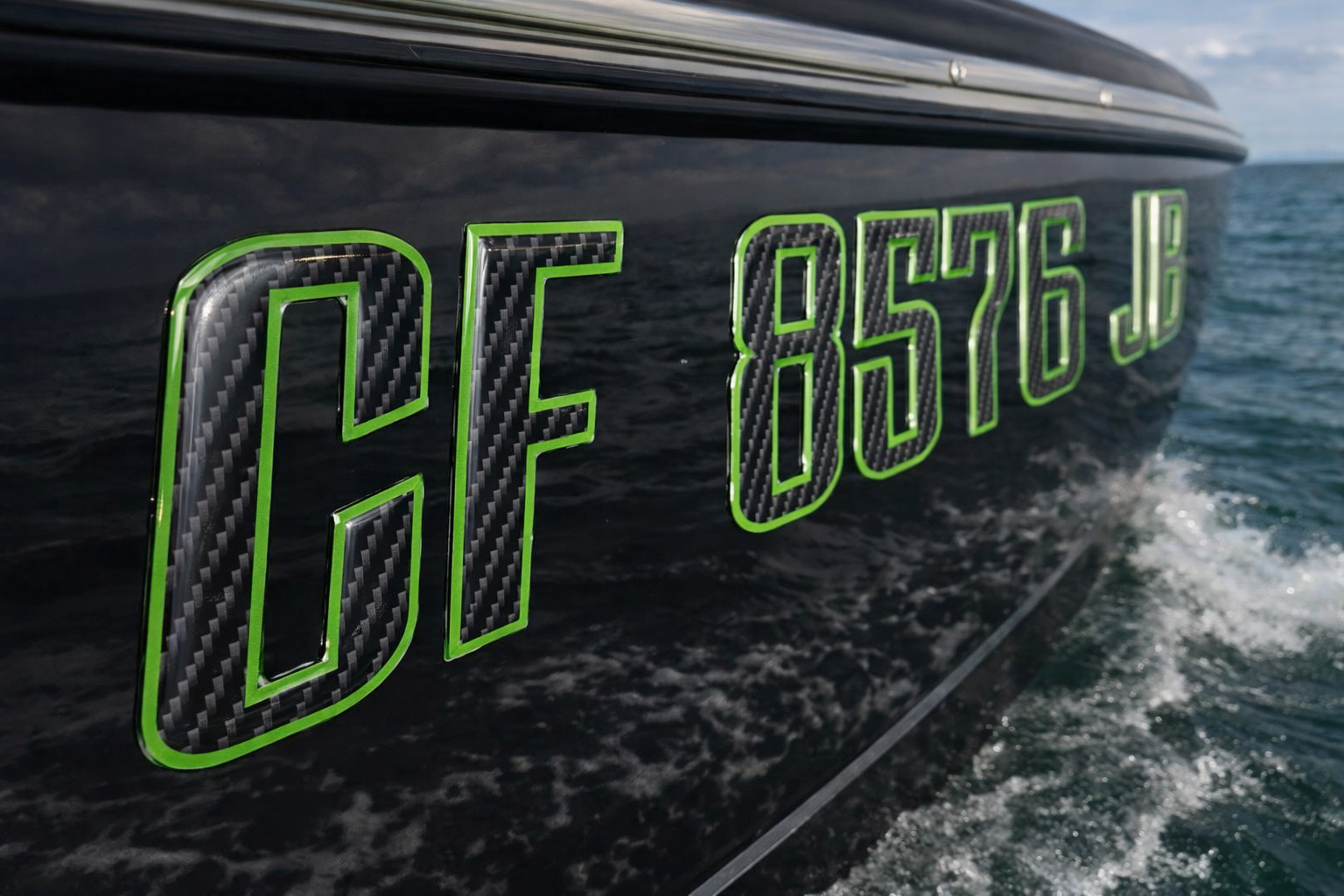 Carbon Fiber Green Boat & Jet Ski Registration Numbers 3D Raised Waterproof 3"