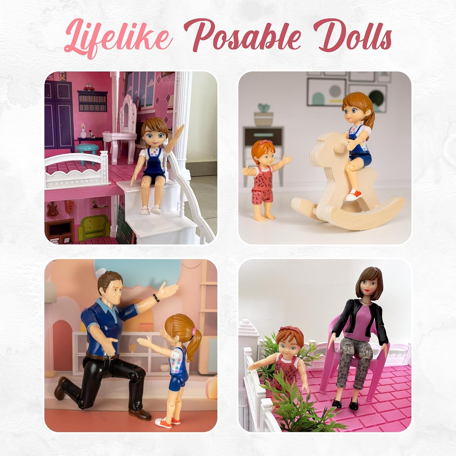 Family Dollhouse People – Doll House People Figures – 5 Poseable Action Figures