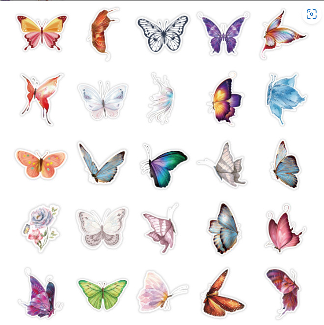50Pcs Stickers Butterfly Laptop Luggage Skateboard Fridge Car Water bottle Vinyl