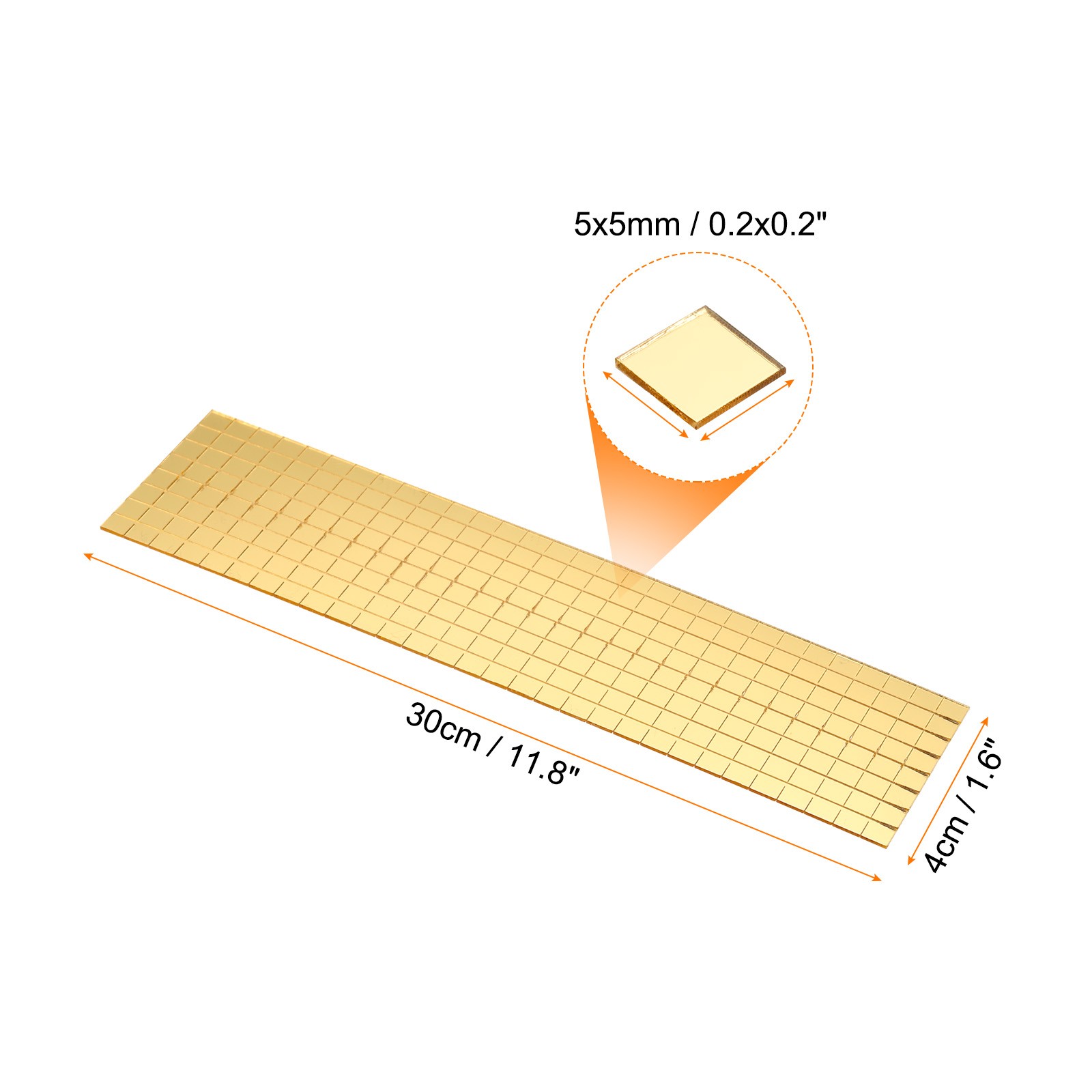 7200Pcs 15 Sheet 5x5mm Self Adhesive Mirror Mosaic Tiles Sticker Gold