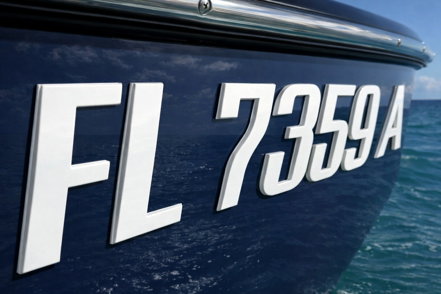 White Raised 3D Boat Registration Numbers Letters | Marine Grade Emblem