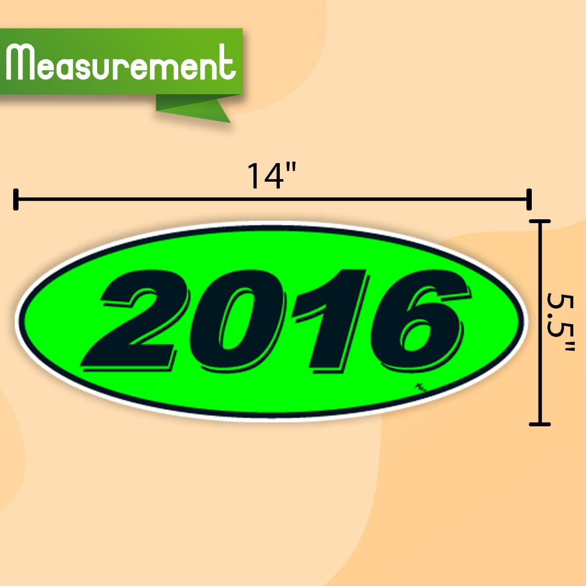 2016 Oval Model Year Stickers 5.5×14" Durable Vinyl – For Car Dealerships