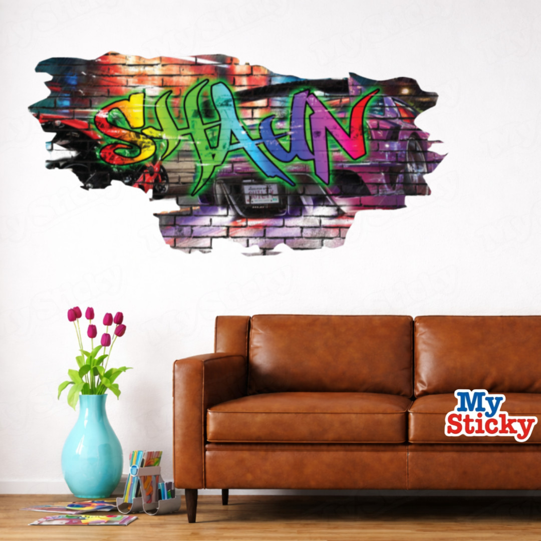 Personalized 3D Graffiti Name Wall Decal – Custom Art Vinyl Decor Sticker
