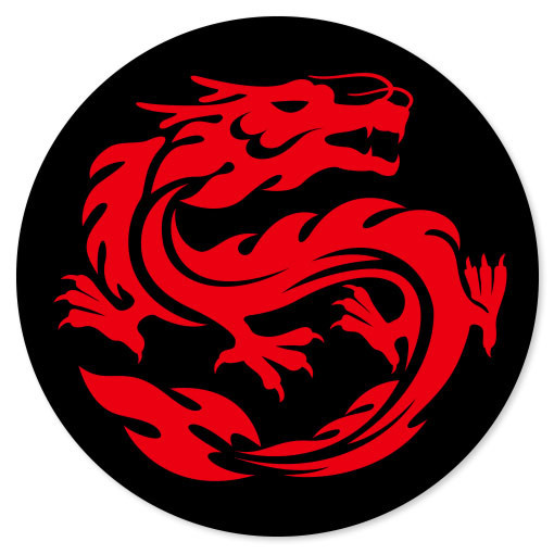 Red Dragon auspicious power auto moto styling sticker 4" x 4"