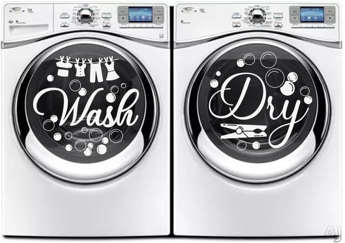 Laundry Room Wall Sticker Vinyl Wash Dry Decal Washing Machine DIY Decor 24"x12"