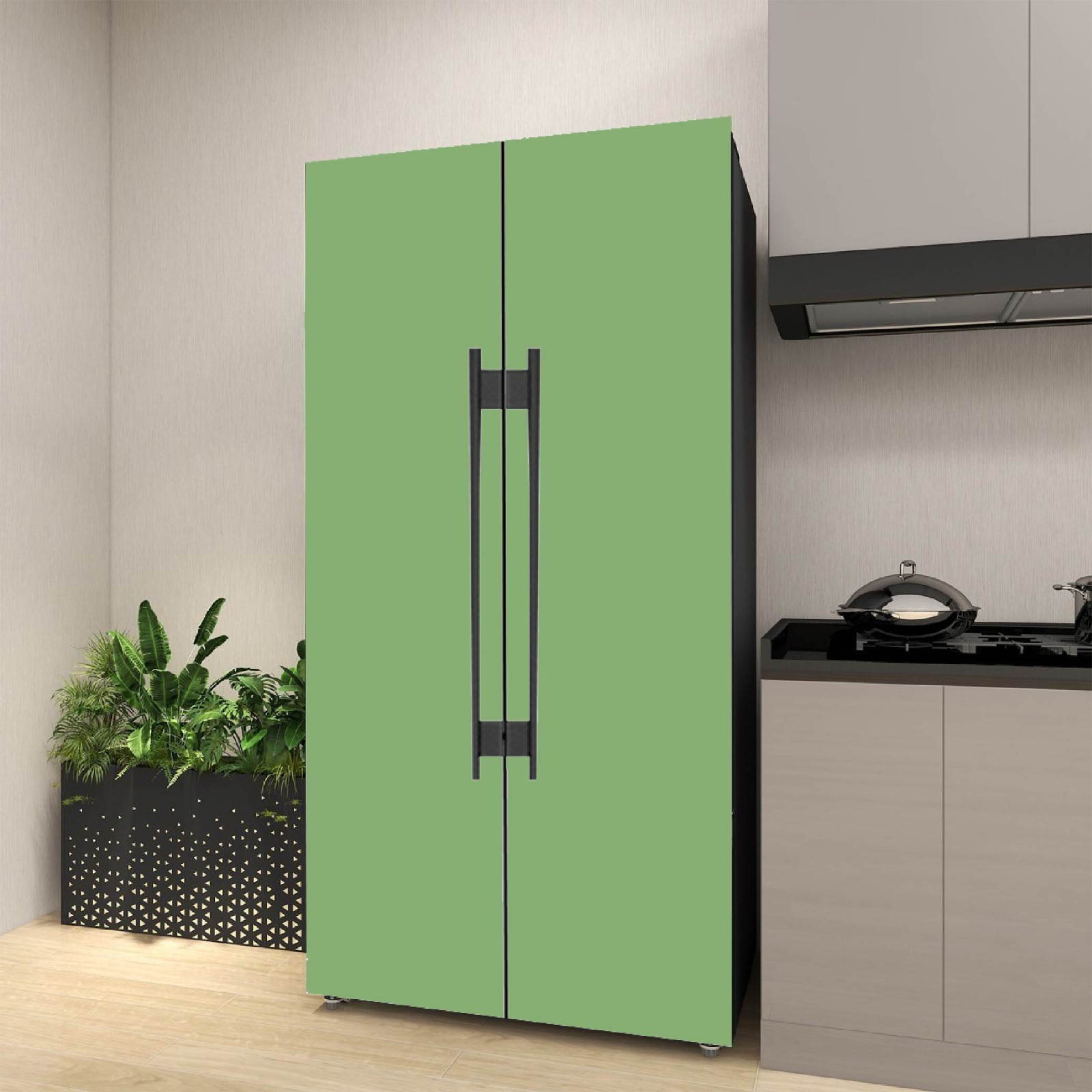 Sage Green Vinyl Refrigerator Cover – Simple and Sophisticated