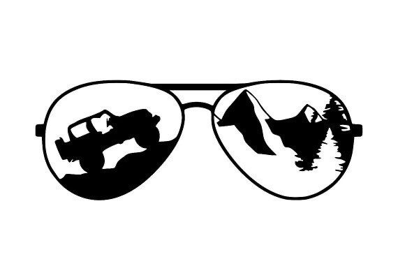 Vinyl Decal for Window – Sunglasses, Jeep, Mountains
