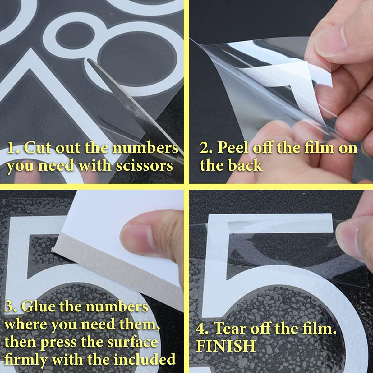 2 Inch Reflective Mailbox Numbers Sticker (0-9, 5 Sets) Modern Number Vinyl Wate