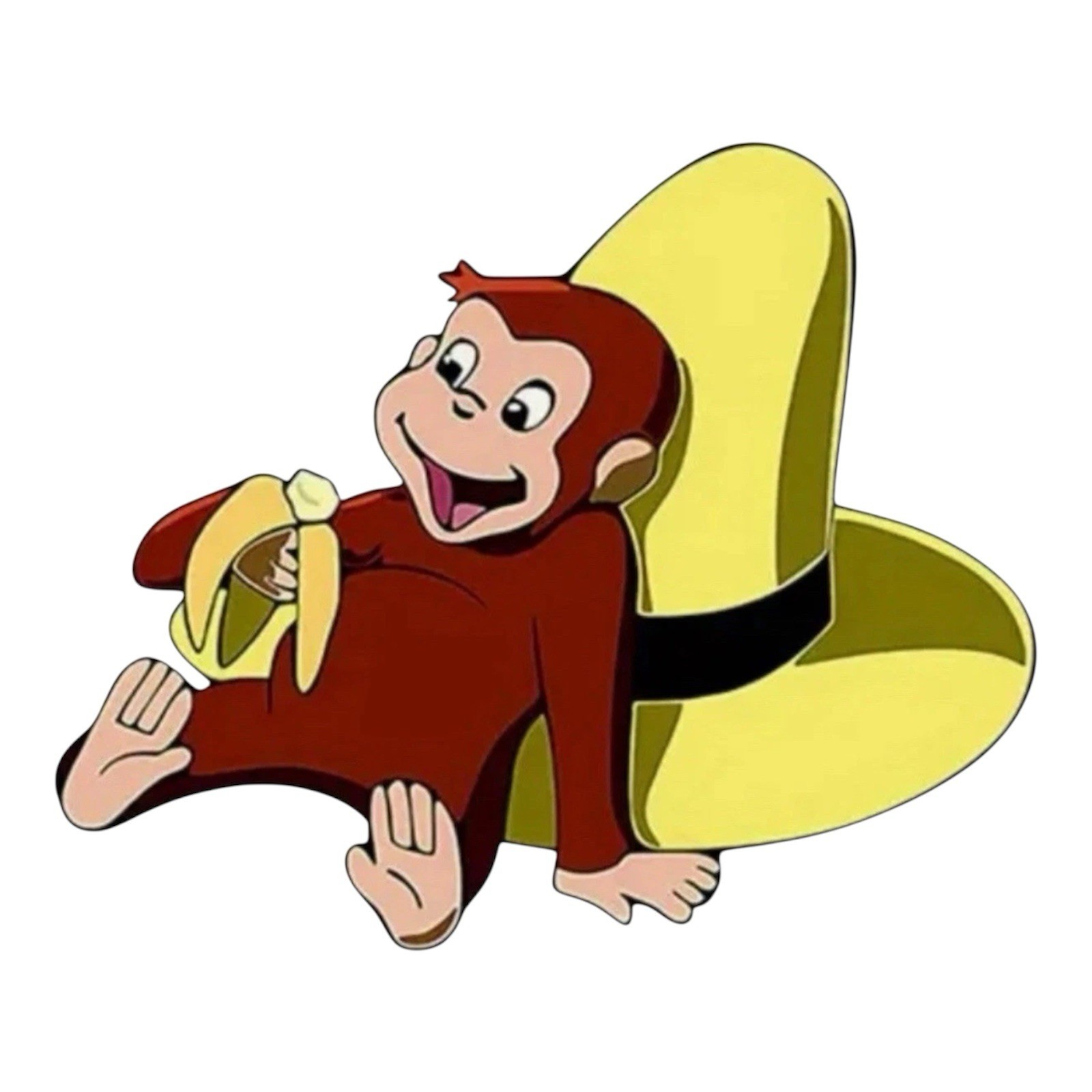 Curious George Monkey Banana Cartoon Car Bumper Vinyl Sticker Decal 5.5”x4.5”