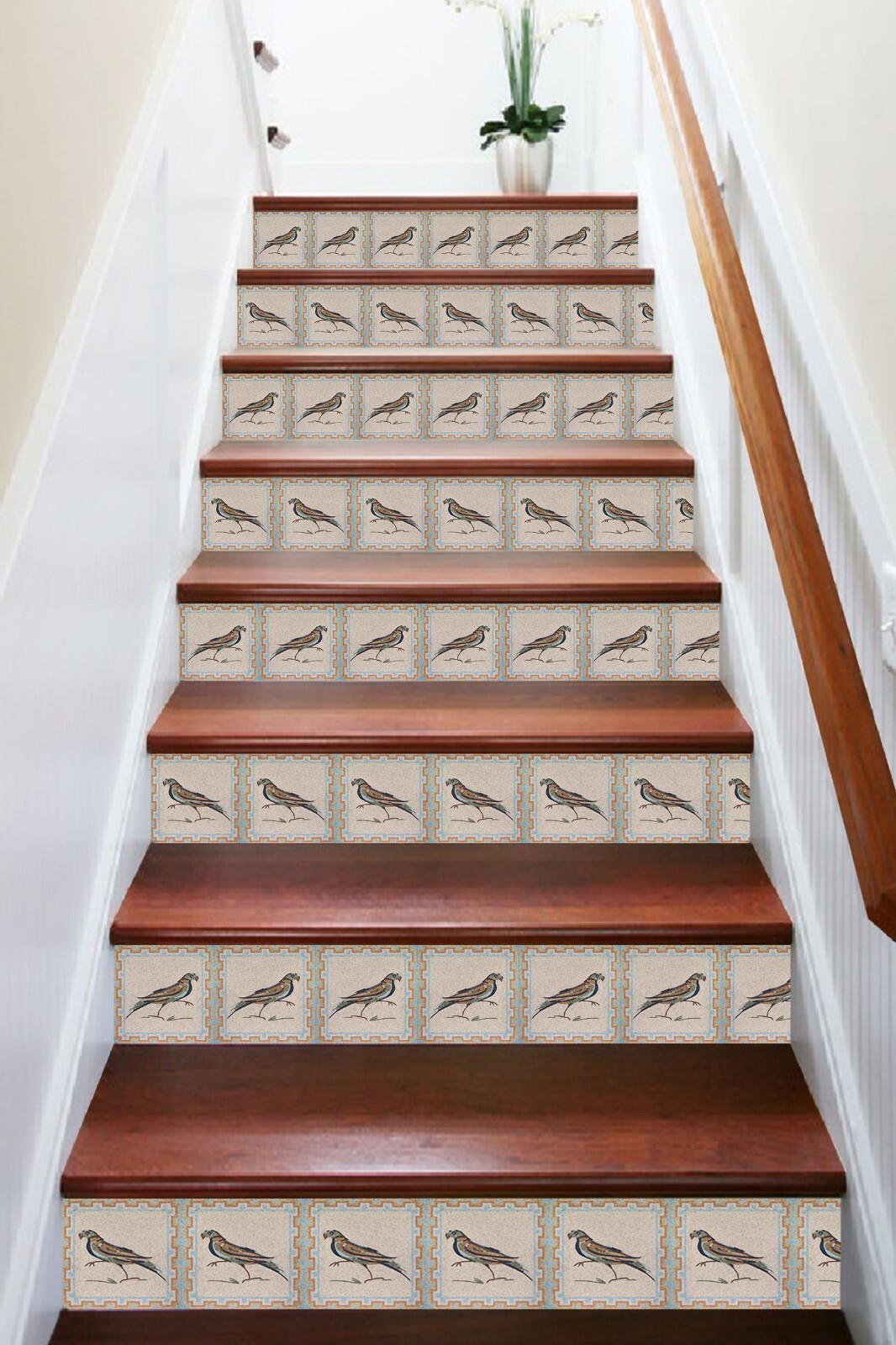 3D Retro Bird ZHU451 Stairs Risers Decoration Photo Mural Vinyl Wallpaper Amy
