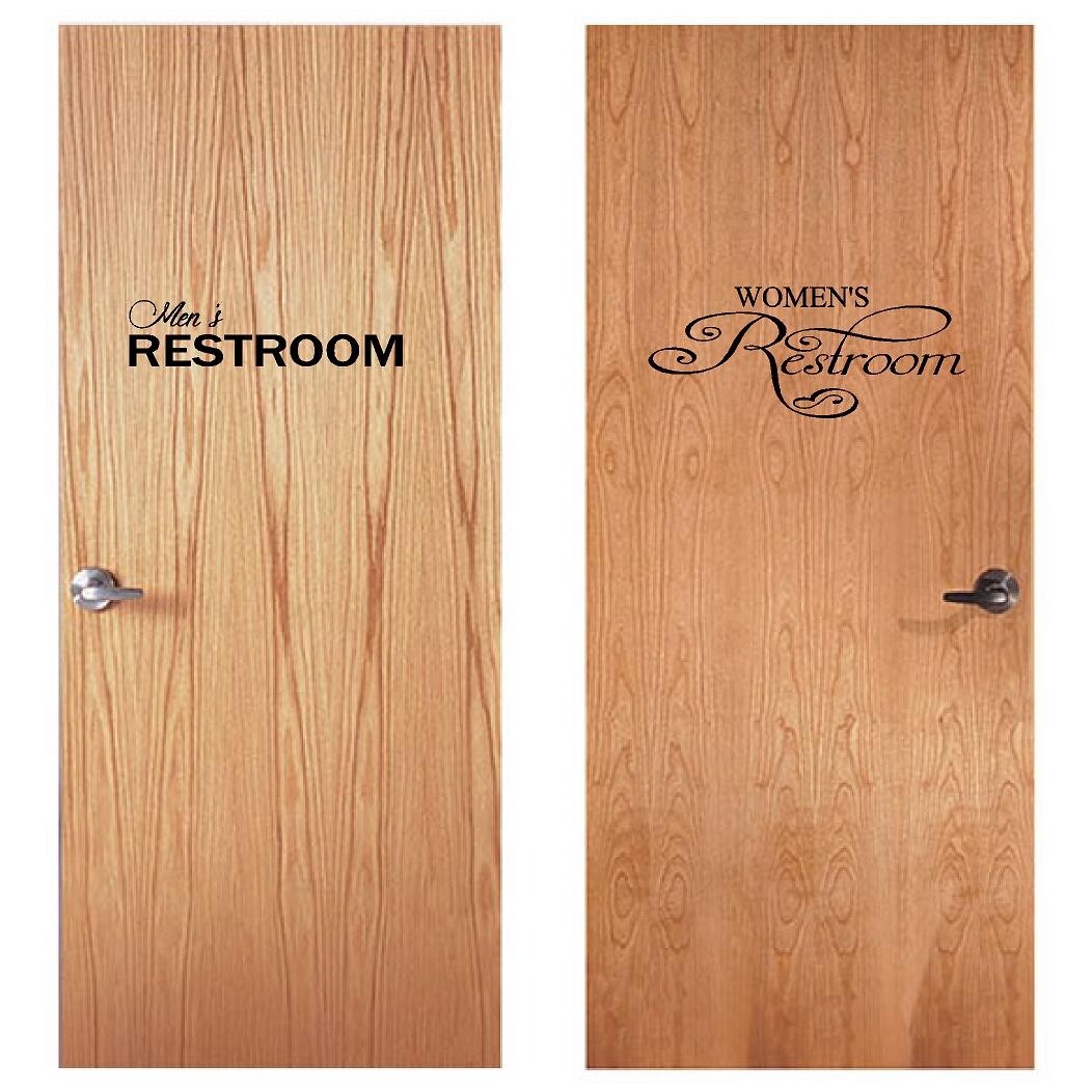 Men's Restroom & Women's Restroom vinyl decals for doors
