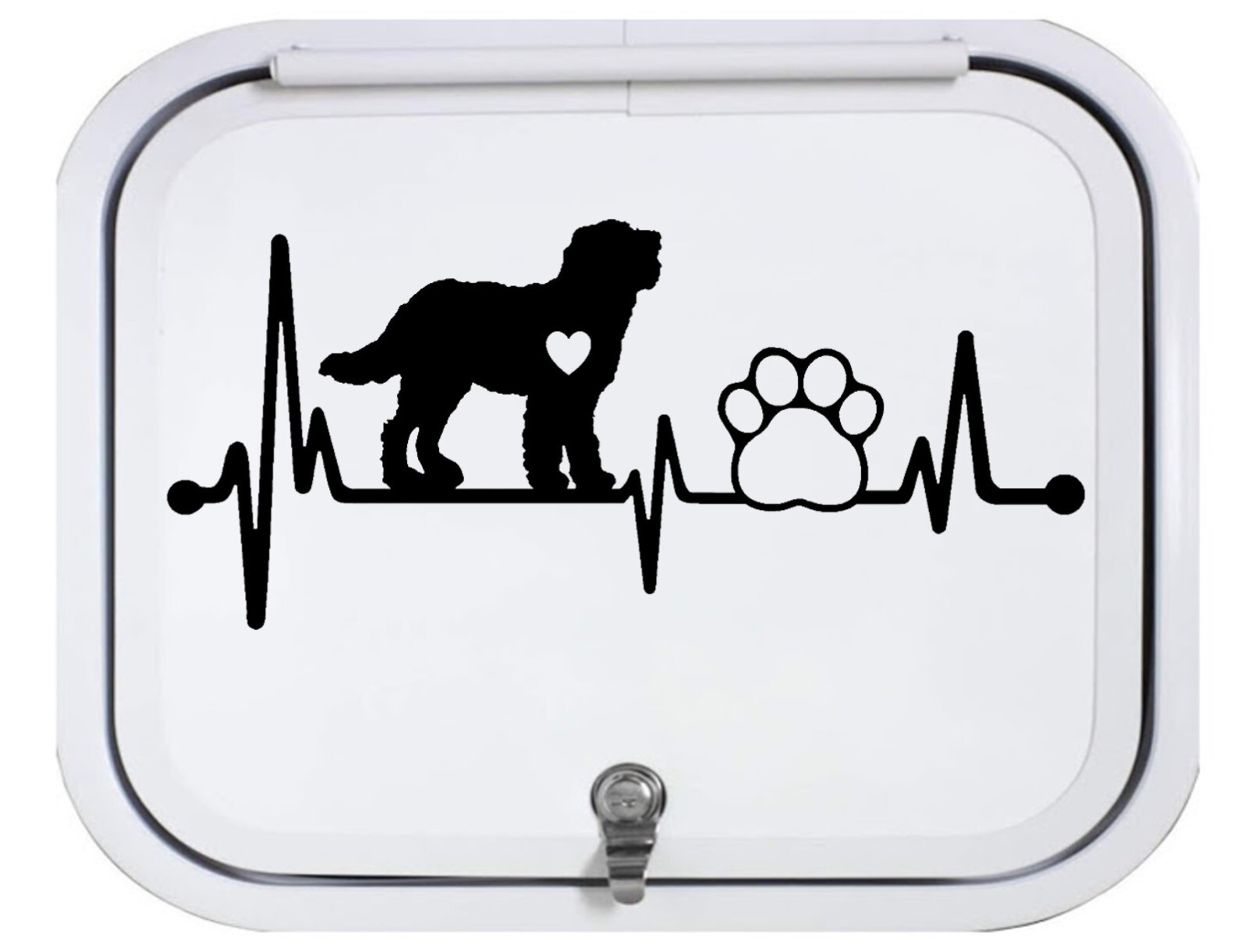 Doodle Labradoodle Heartbeat Lifeline Dog Paw Black Vinyl Decal Sticker BG 154