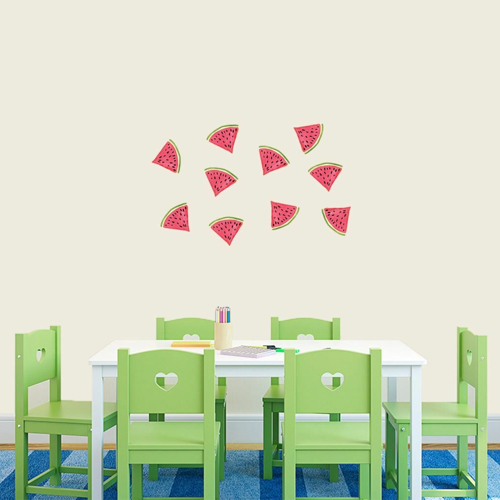Watermelon Printed Wall Decal Set – Fruit, Food, Summer, Dining Room, Picnic