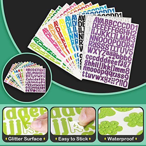 24 Sheets Self Adhesive Vinyl Letters Numbers Kit, Mailbox Numbers Vivid Style