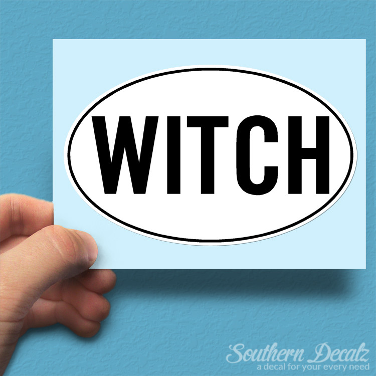 Witch Euro Oval – Vinyl Decal Sticker – c38 – 6" x 3.75"