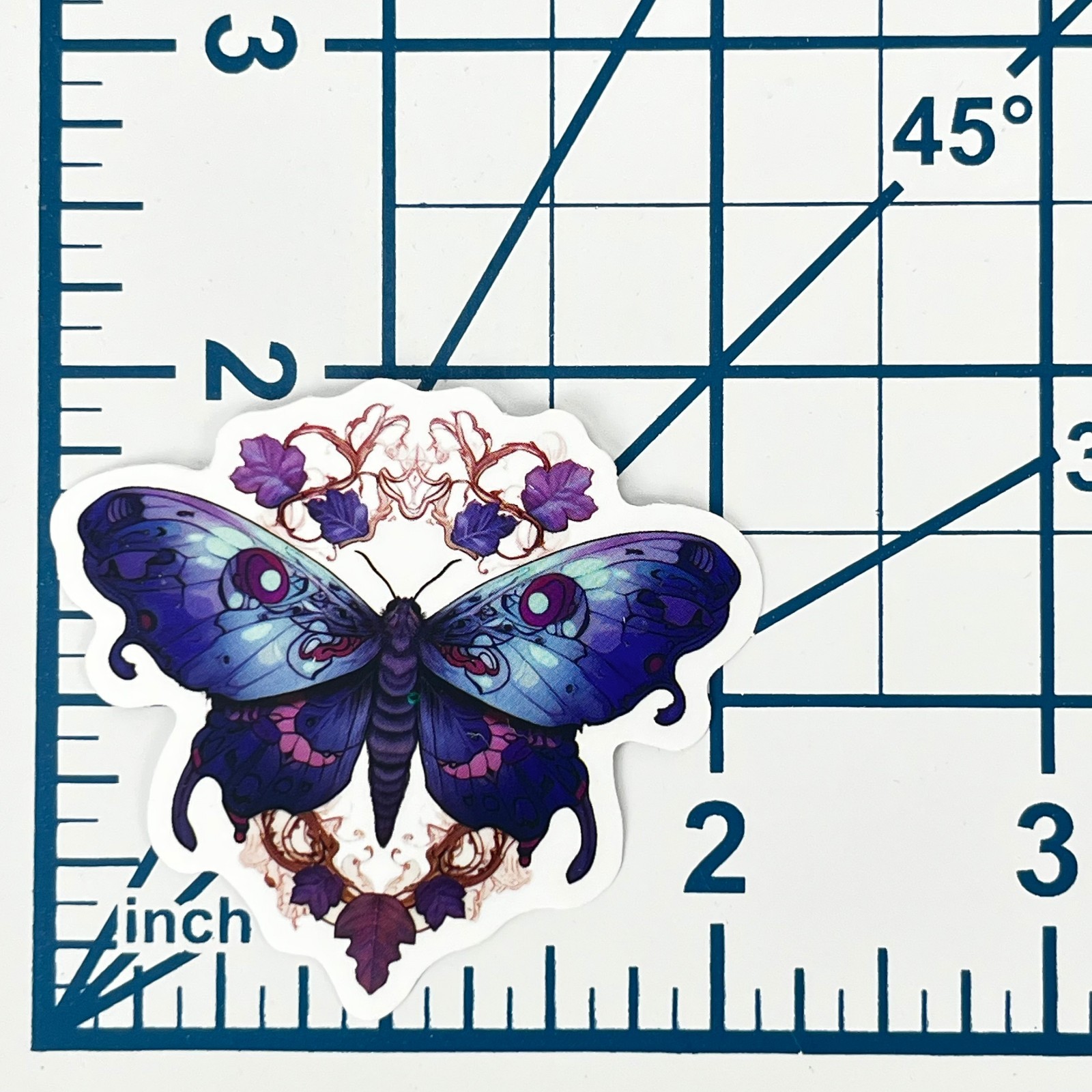 Enchanted Violet Swallowtail Moth Vinyl Sticker Whimsical Purple Insect Journal