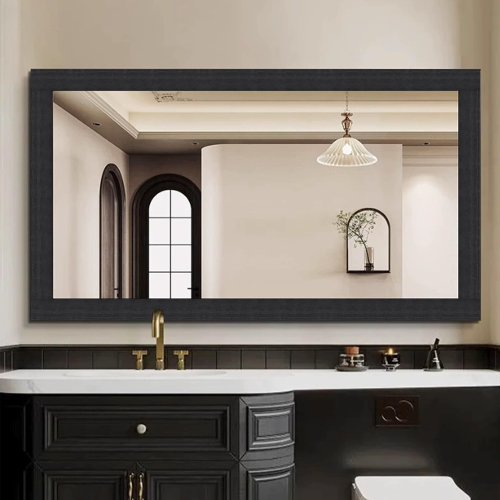 10M Black Mirror Border Wood Grain Wallpaper Bathroom Mirror Border Tape Remo…