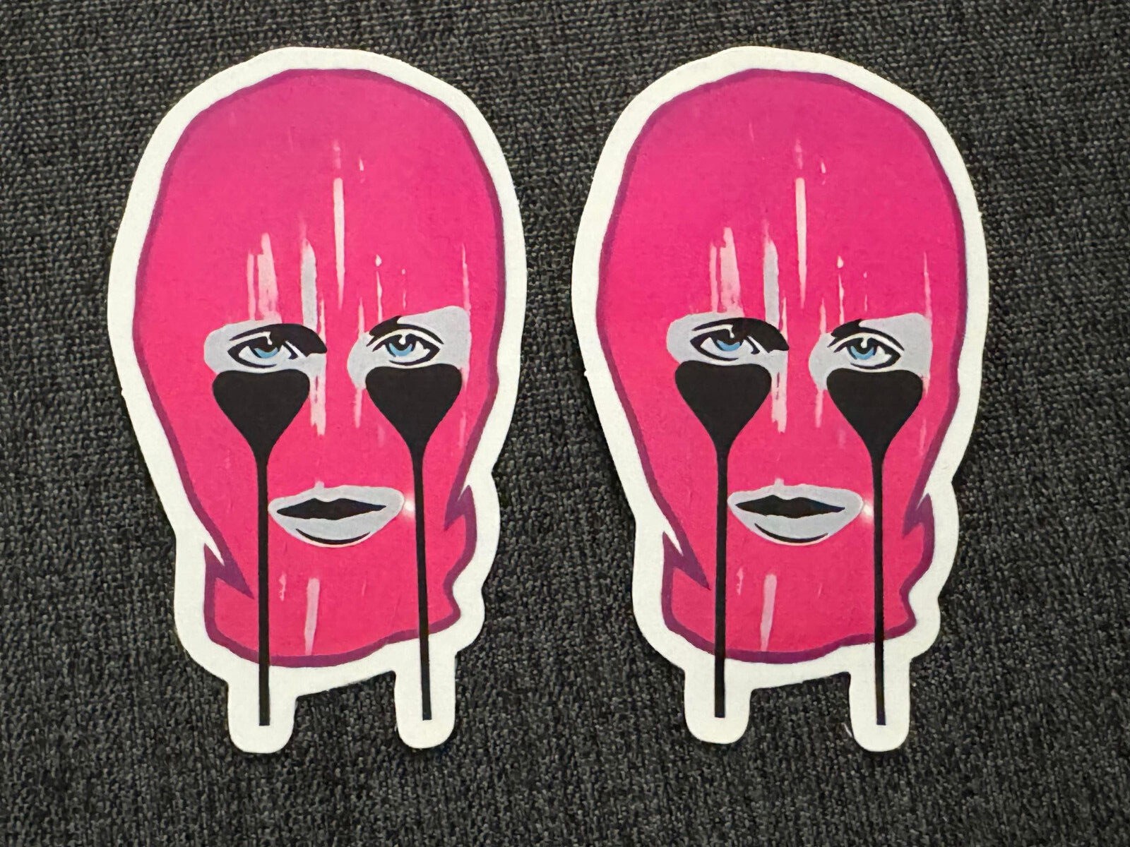 Lot (2) PUSSY RIOT 1 3/4" x 3" Logo STICKERS Fast! FREE SHIP!