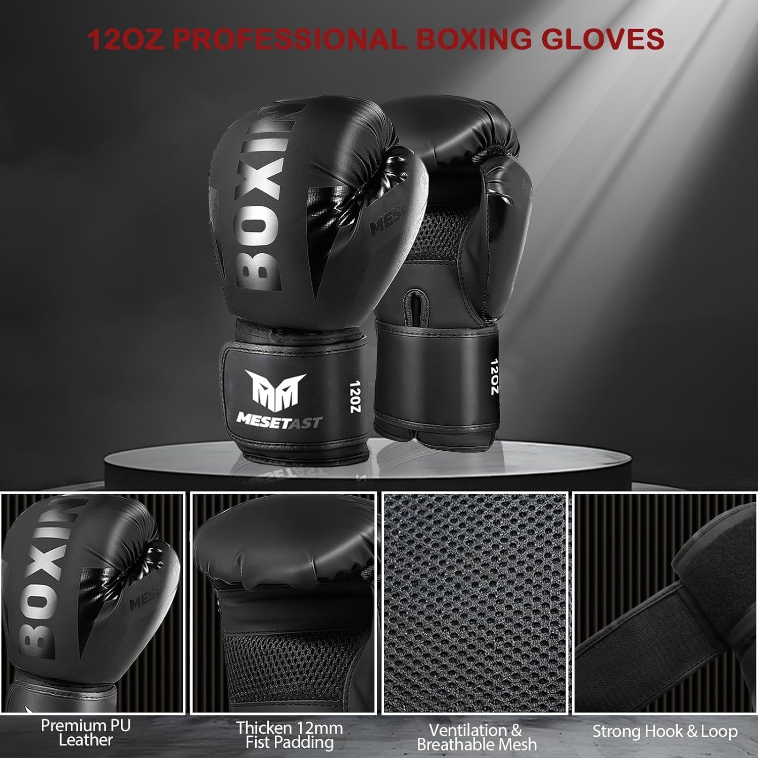 Punching Bag for Adults, 4ft Heavy Boxing Bag Set with 12 OZ Gloves for MMA K…