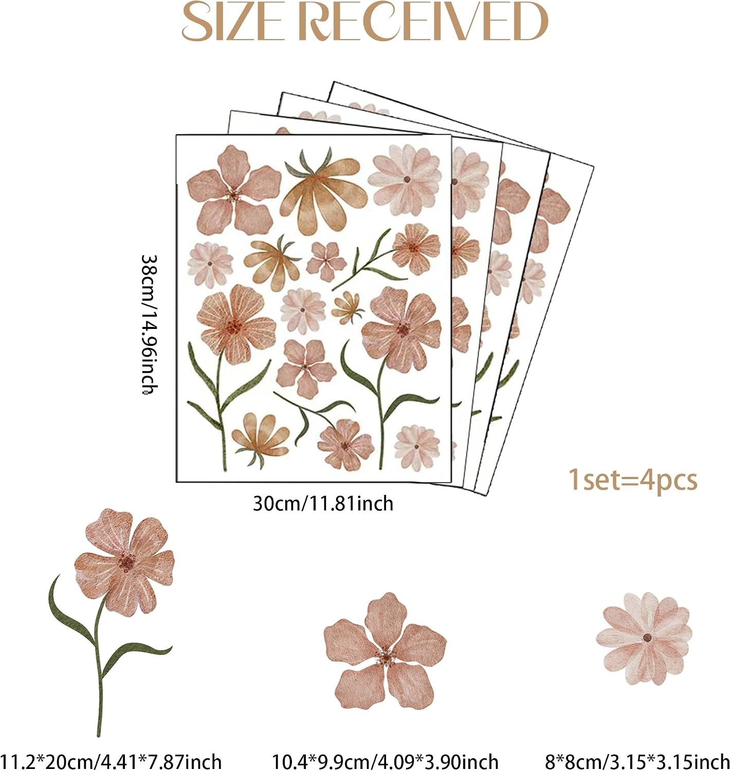 Flower Wall Decals Watercolor Wildflower Wall Art Removable Girl Room Decor