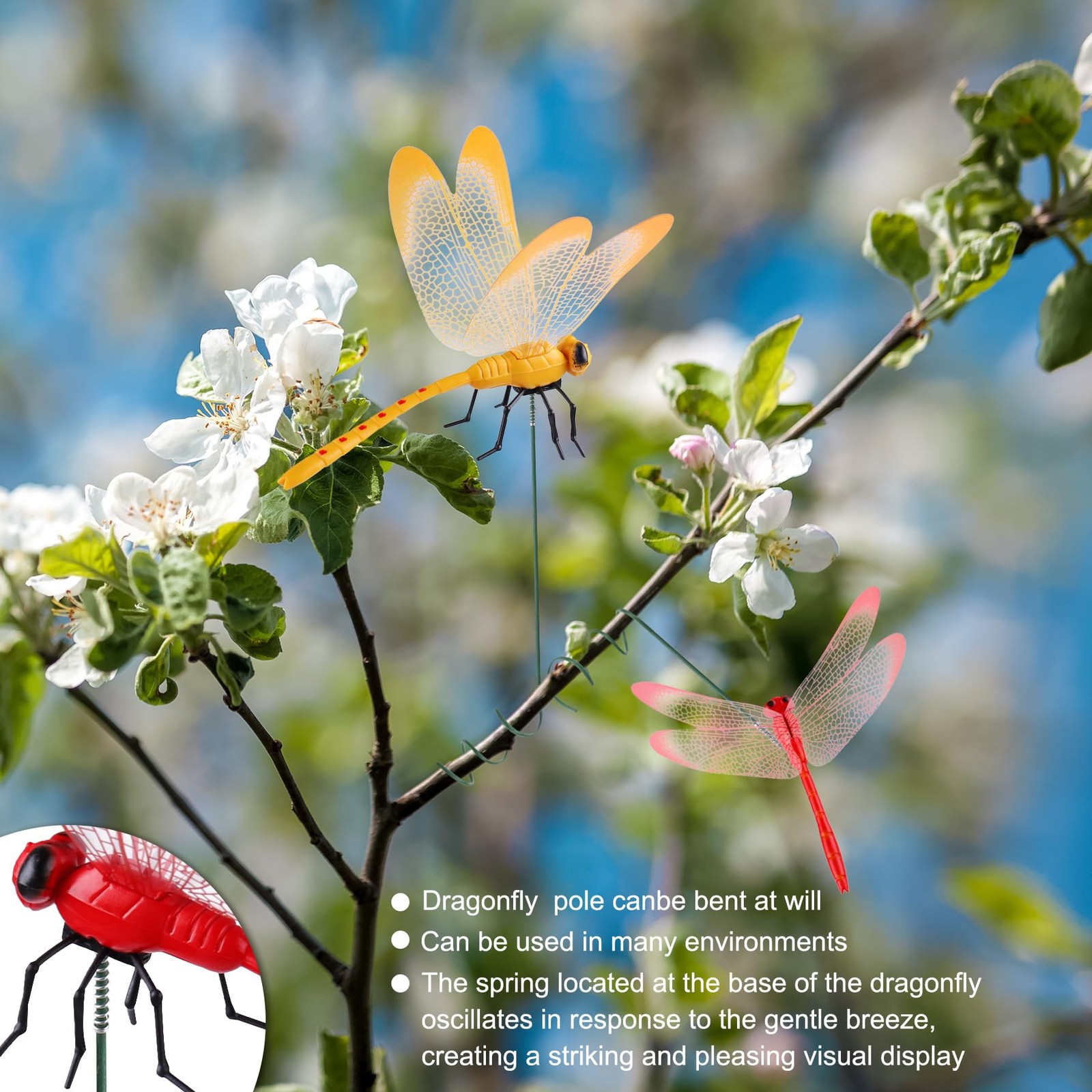 Amaonm 20pcs 3D Colorful Dragonfly Garden Decorations Decor Dragon Fly Garden…