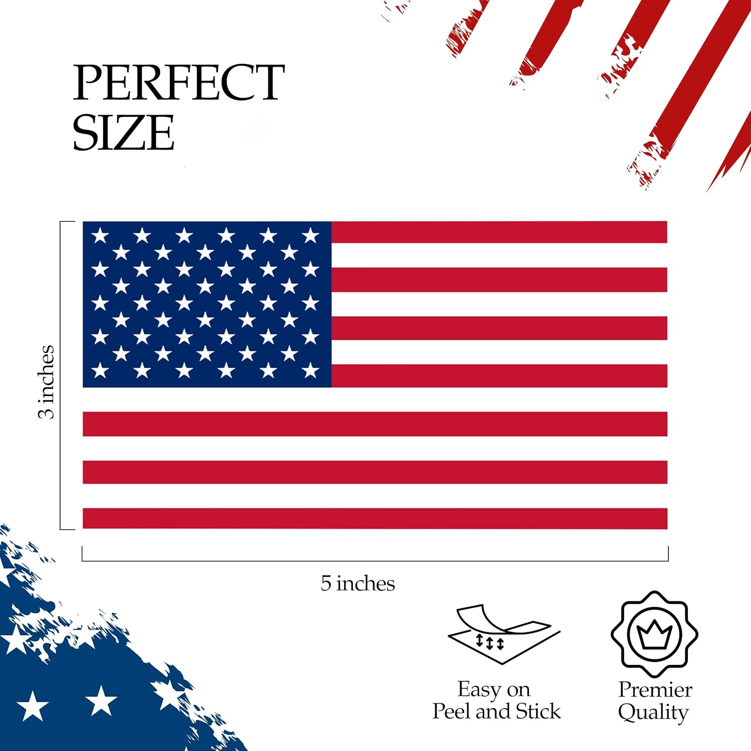 4 Pack USA American Flag Decal Bumper Sticker 5"X3"